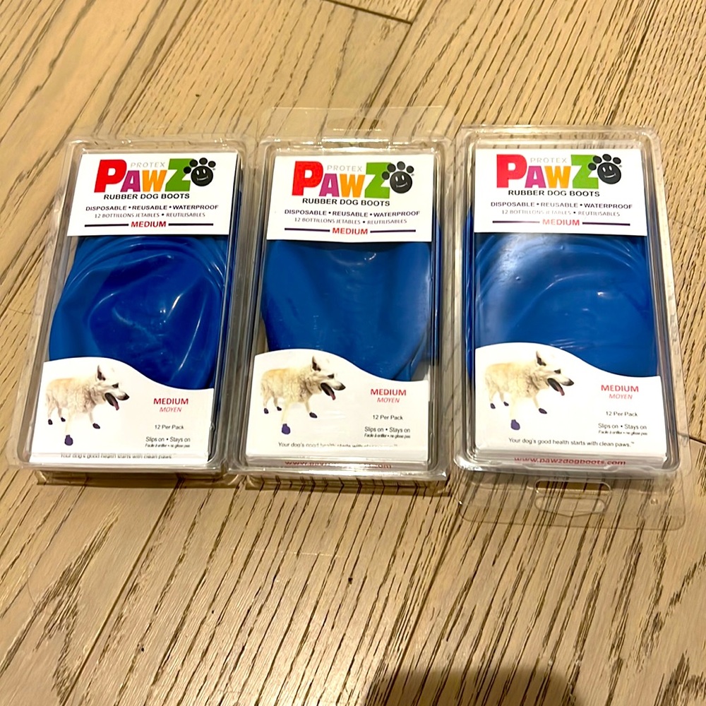 NWT Pawz Rubber Dog Boots 3 Pack